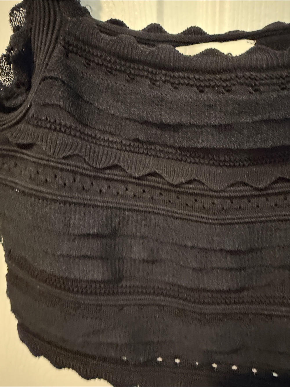 Sandro Black Ruffled Knit Cropped Tank - Picture 2 of 6